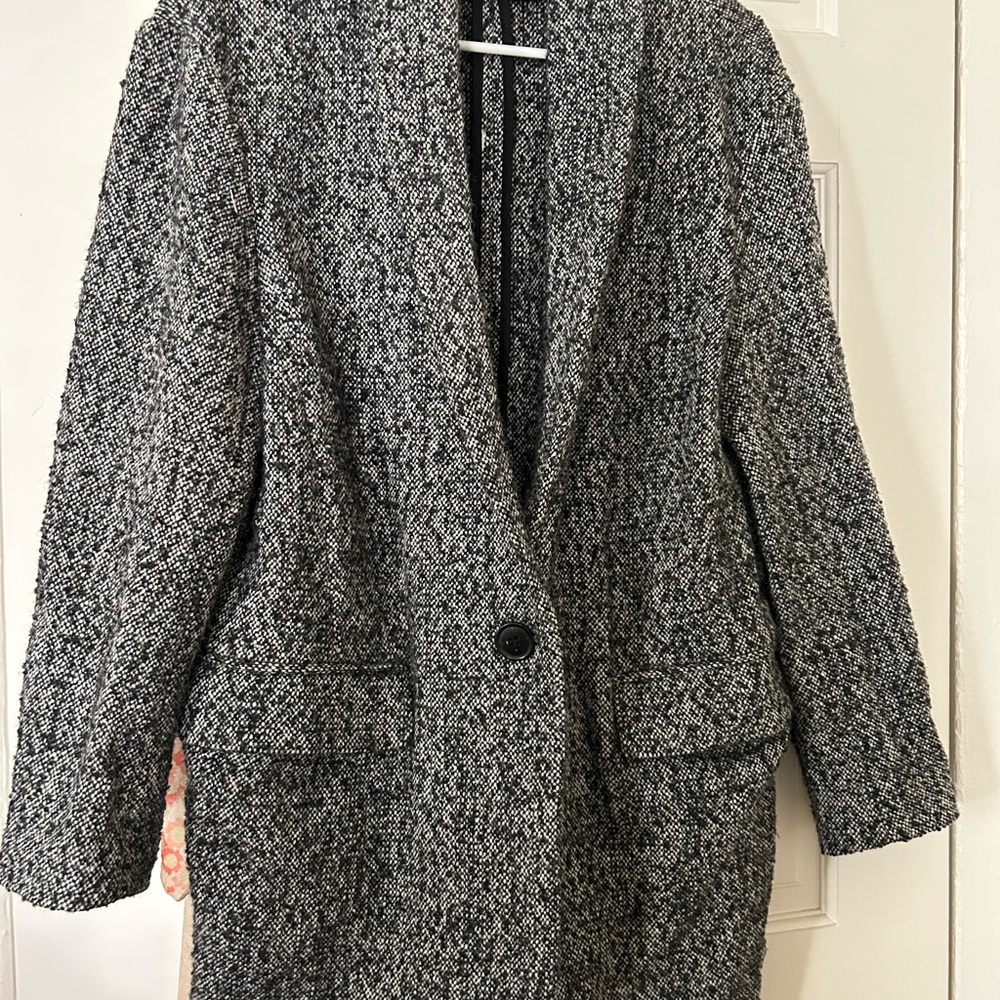 Isabel Marant Black and Gray Tweed Coat